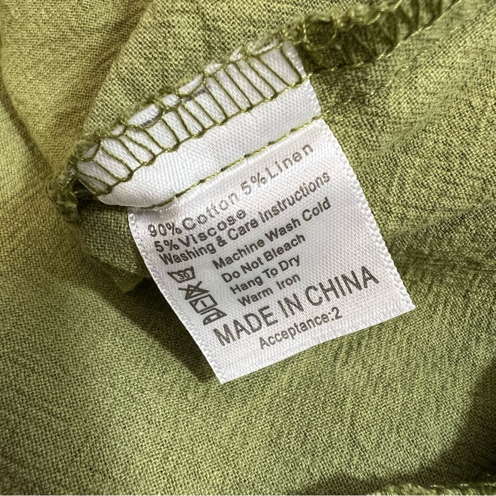 Aedvoouer Sage Green Wide Leg Linen Blend Jumpsuit Romper Overalls SZ XL / XXL - Picture 11 of 14